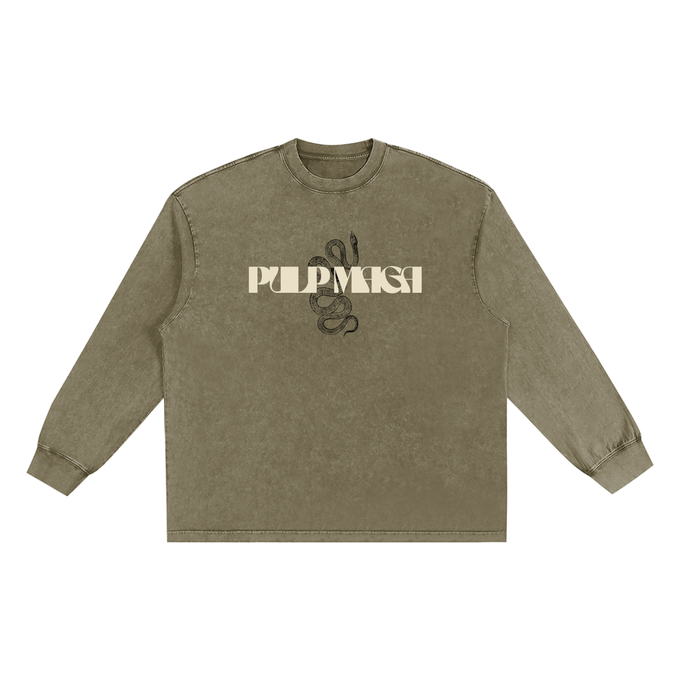 RED PILL | SERPENS MAGISTER - CREAM INK - Snow Wash Streetwear Long Sleeve Tee