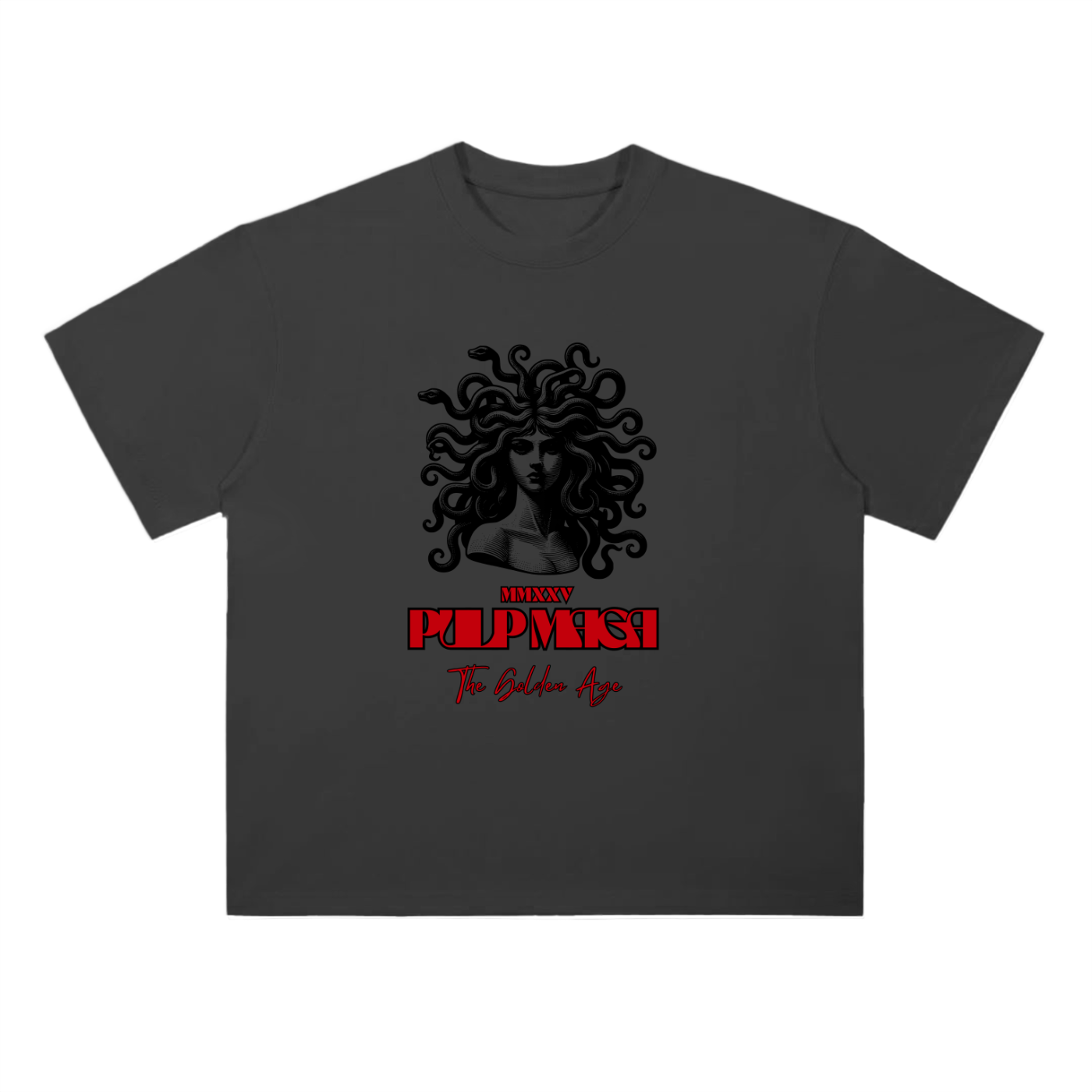 FAFO shirt front view in black featuring bold Nemesis graphic on heavyweight drop shoulder t-shirt