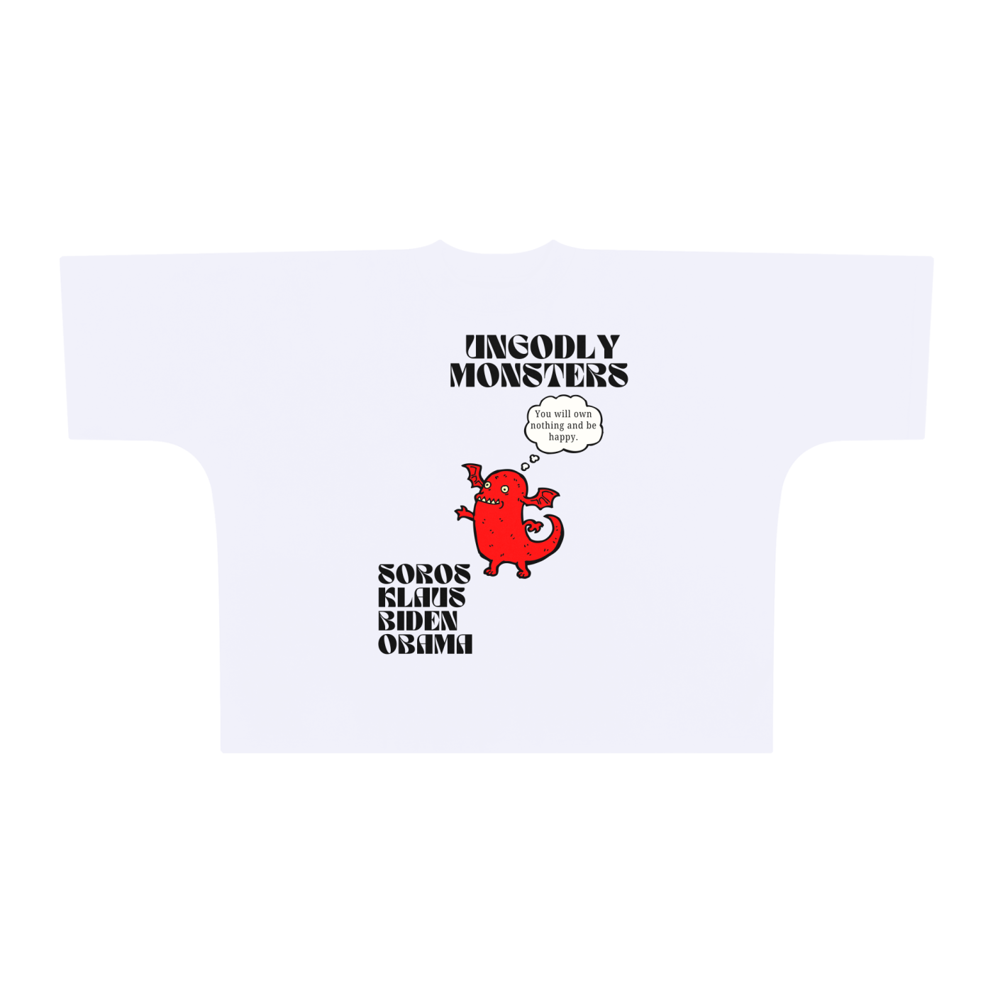 ungodly monsters wef neon cherry limited edition oversize tee front - white