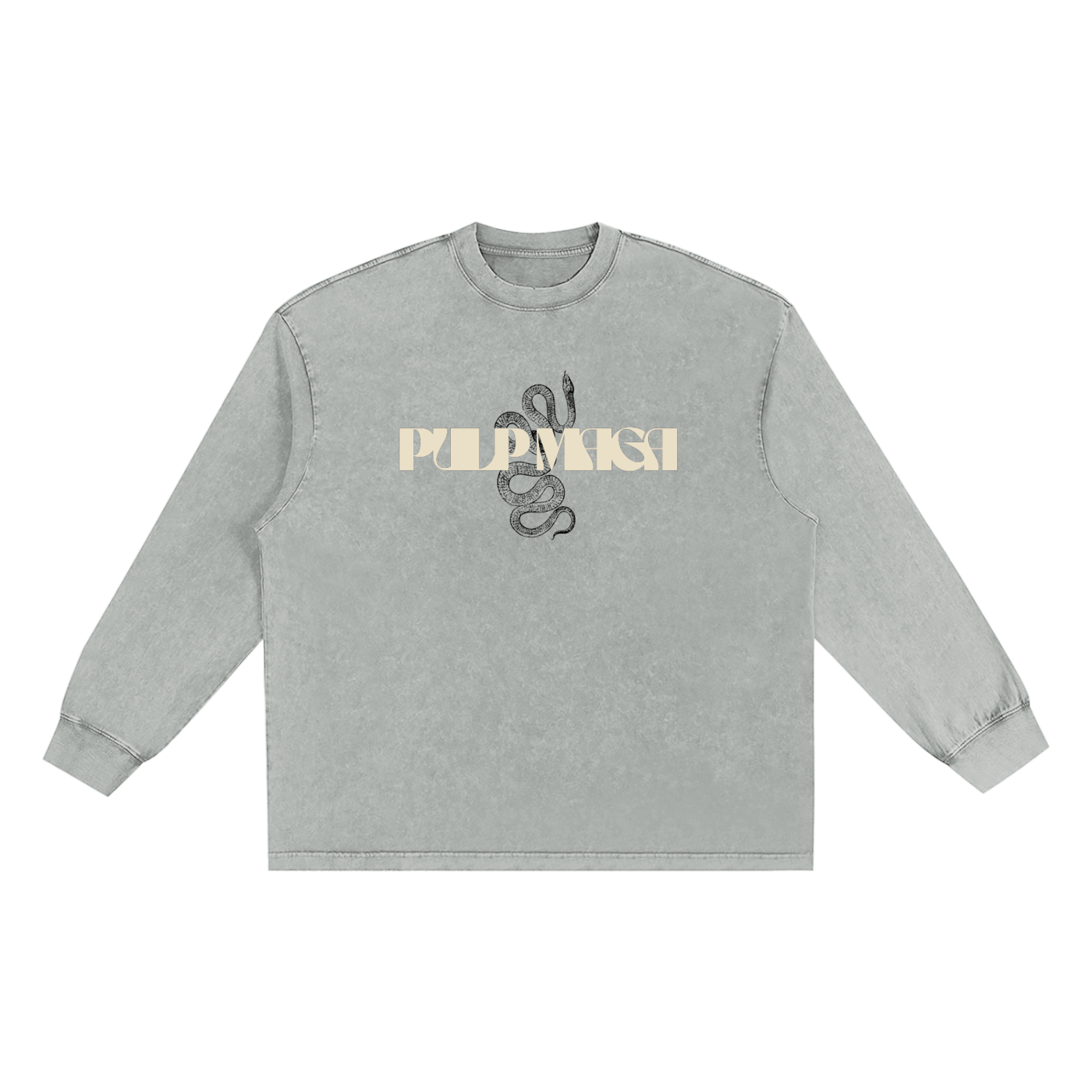 RED PILL | SERPENS MAGISTER - CREAM INK - Snow Wash Streetwear Long Sleeve Tee