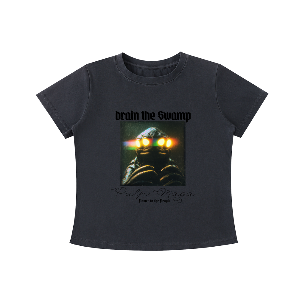 DRAIN THE SWAMP - Graphic Vintage Wash Slim Baby Tee