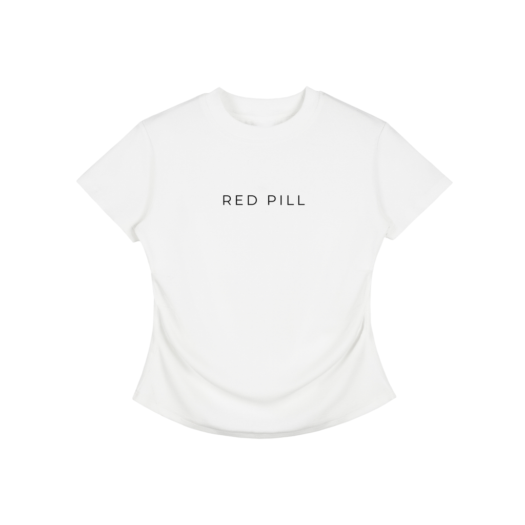 RED PILL - Vintage Ruched Bodycon Cotton Tee