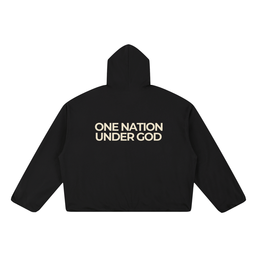 ONE NATION UNDER GOD - Boxy Gather-Hem Hoodie