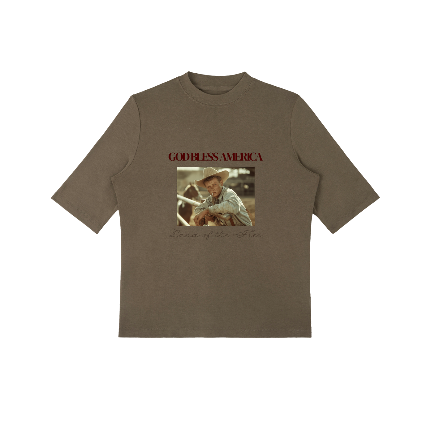 GOD BLESS AMERICA - Essential Mock Neck Tee