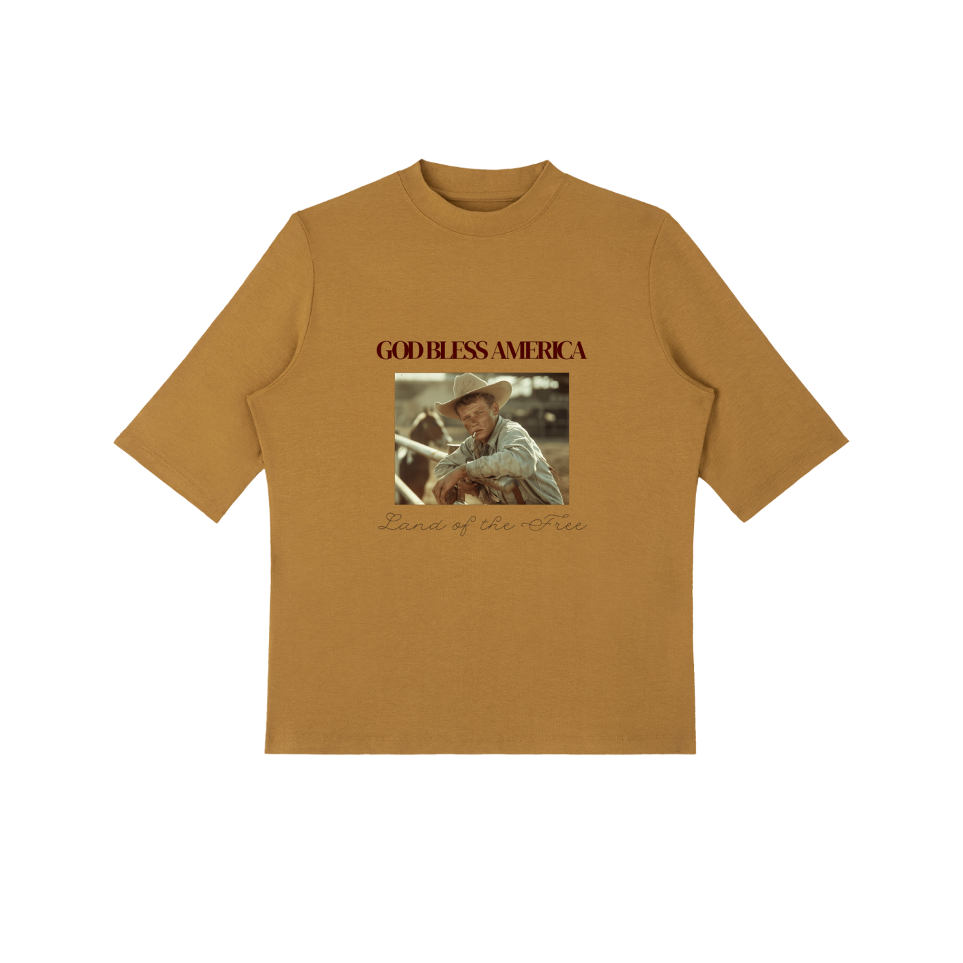 GOD BLESS AMERICA - Essential Mock Neck Tee