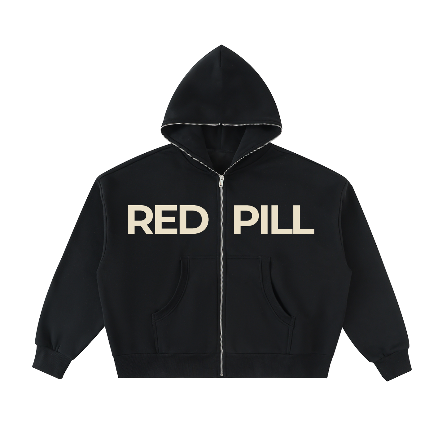 RED PILL - Fleeced Full-Zip Boxy Hoodie