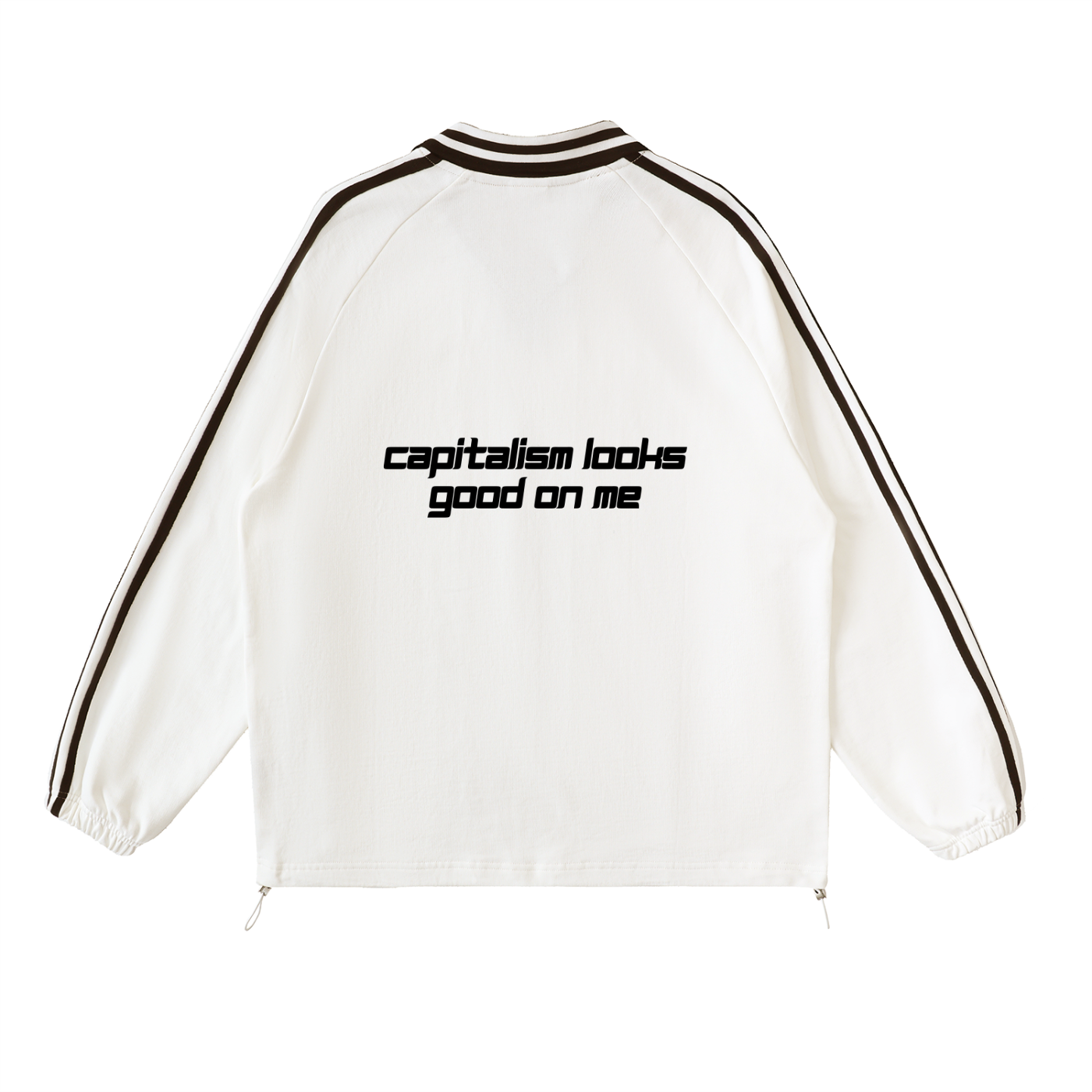 CAPITALISM LOOKS GOOD ON ME - Contrast Striped Lapel Collar Sweatshirt