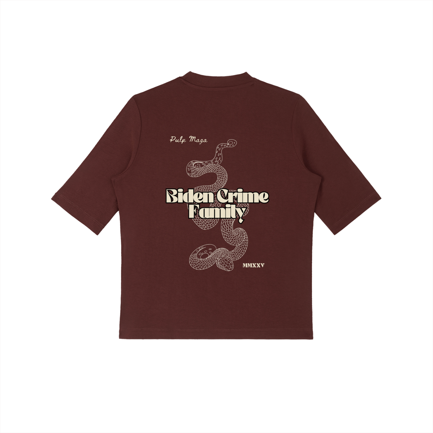 BIDEN CRIME FAMILY - CREAM INK - Essential Mock Neck Tee