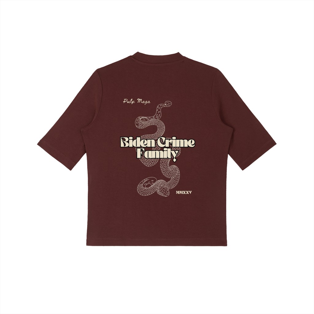 BIDEN CRIME FAMILY - CREAM INK - Essential Mock Neck Tee