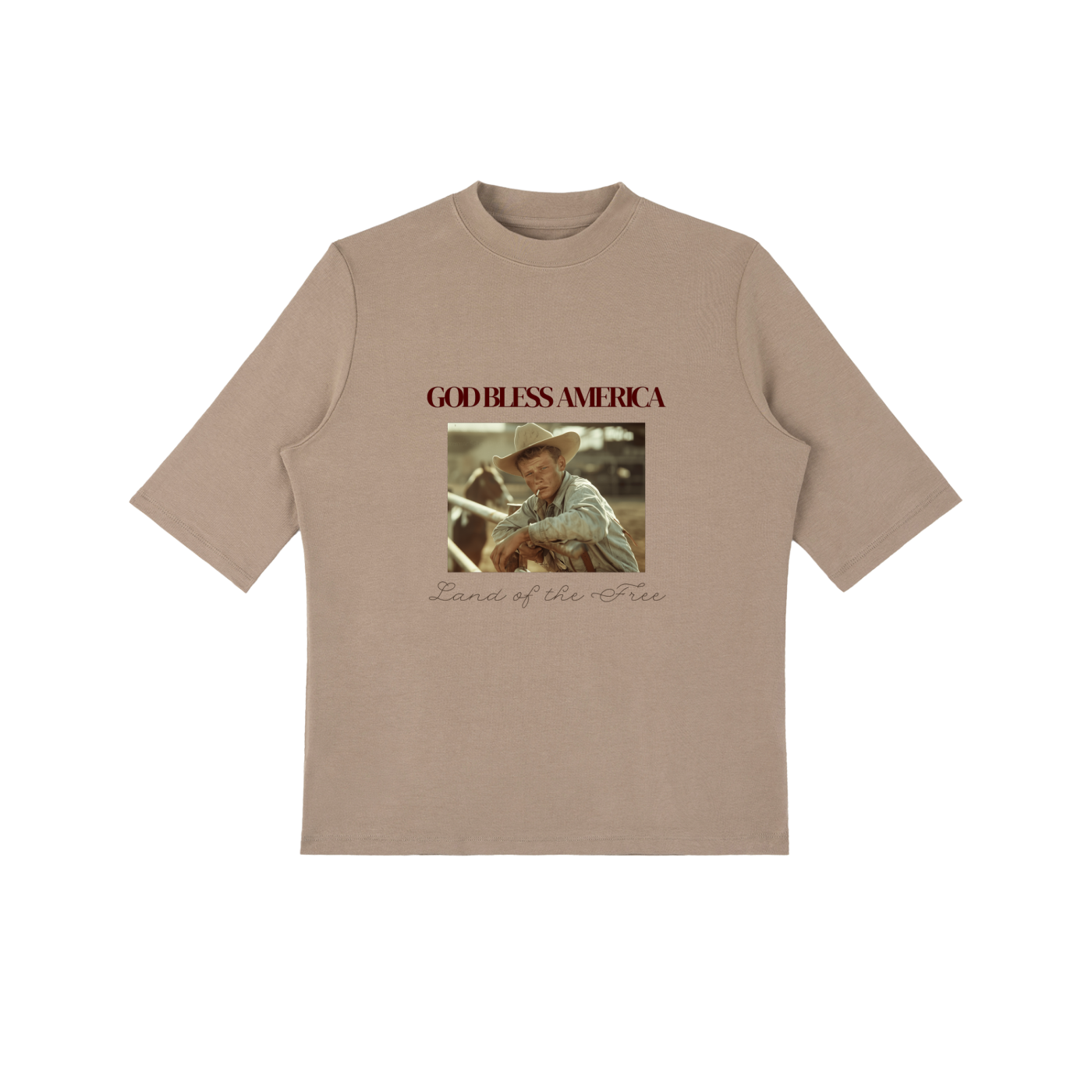 GOD BLESS AMERICA - Essential Mock Neck Tee