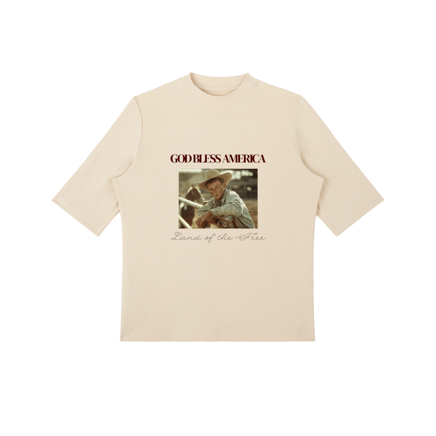 GOD BLESS AMERICA - Essential Mock Neck Tee