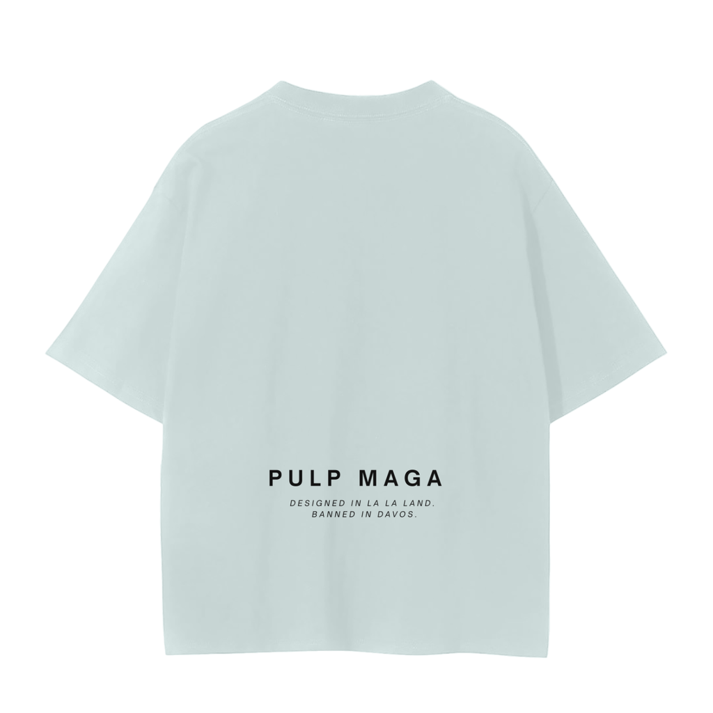 Back of light green tech-parody shirt – seamless unisex silhouette