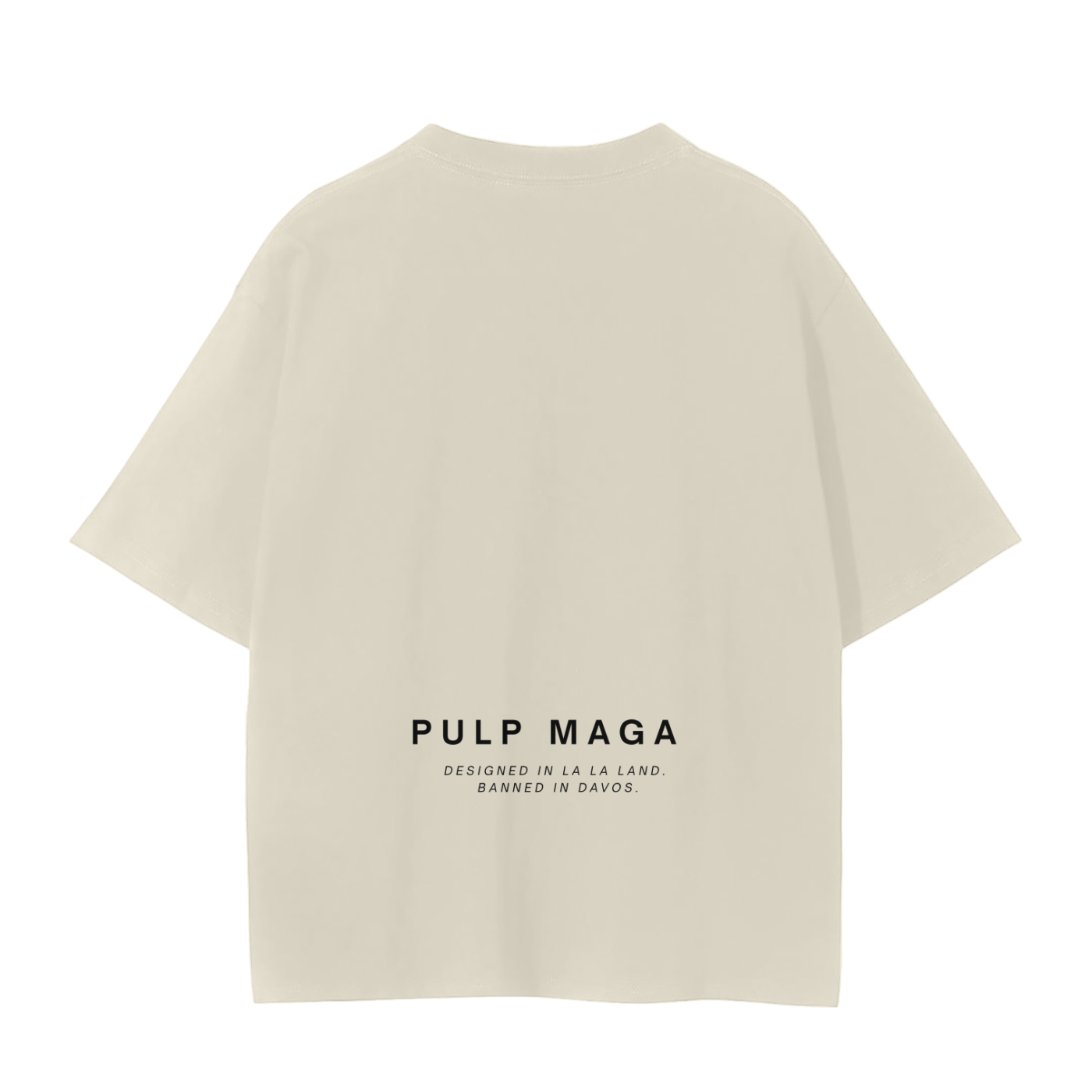 Back of apricot colored shirt – clean minimalist cut, soft cotton