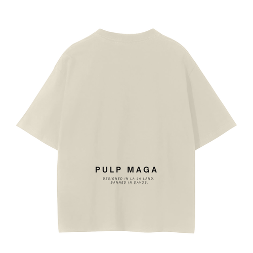 Back of apricot colored shirt – clean minimalist cut, soft cotton