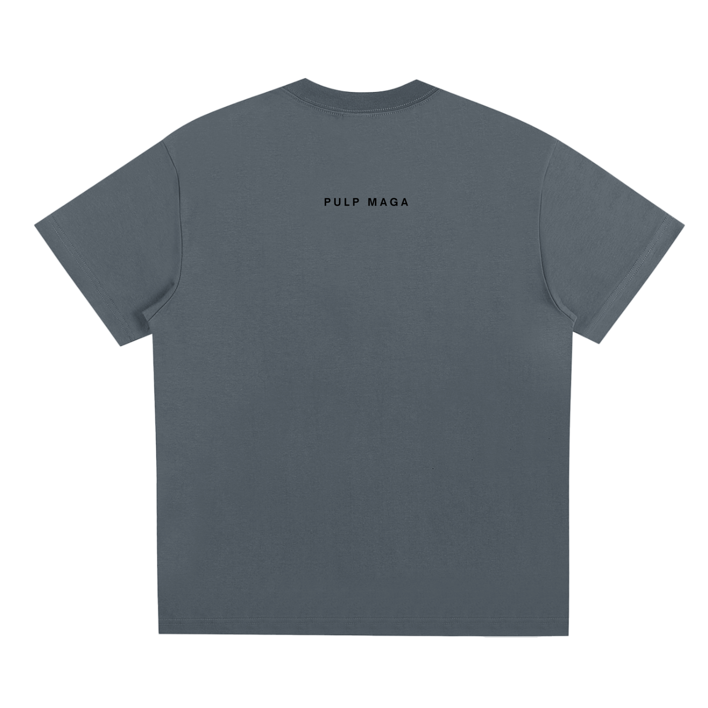 MILLENIAL STYLE MINIMAL TEXT WITH PULP MAGA IN BLACK ON PREMIUM DARK GRAY COTTON