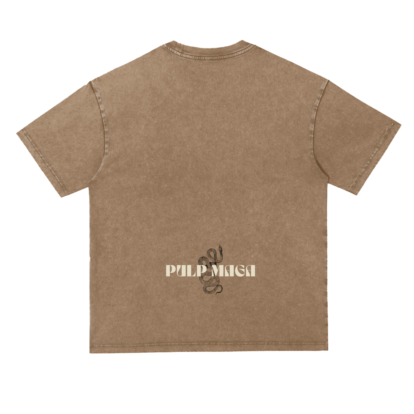 anti-globalist essential tee in coffee acid wash – back view