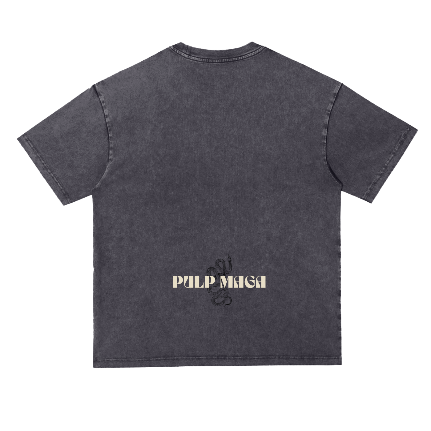 anti-globalist essential tee in gray acid wash – back view