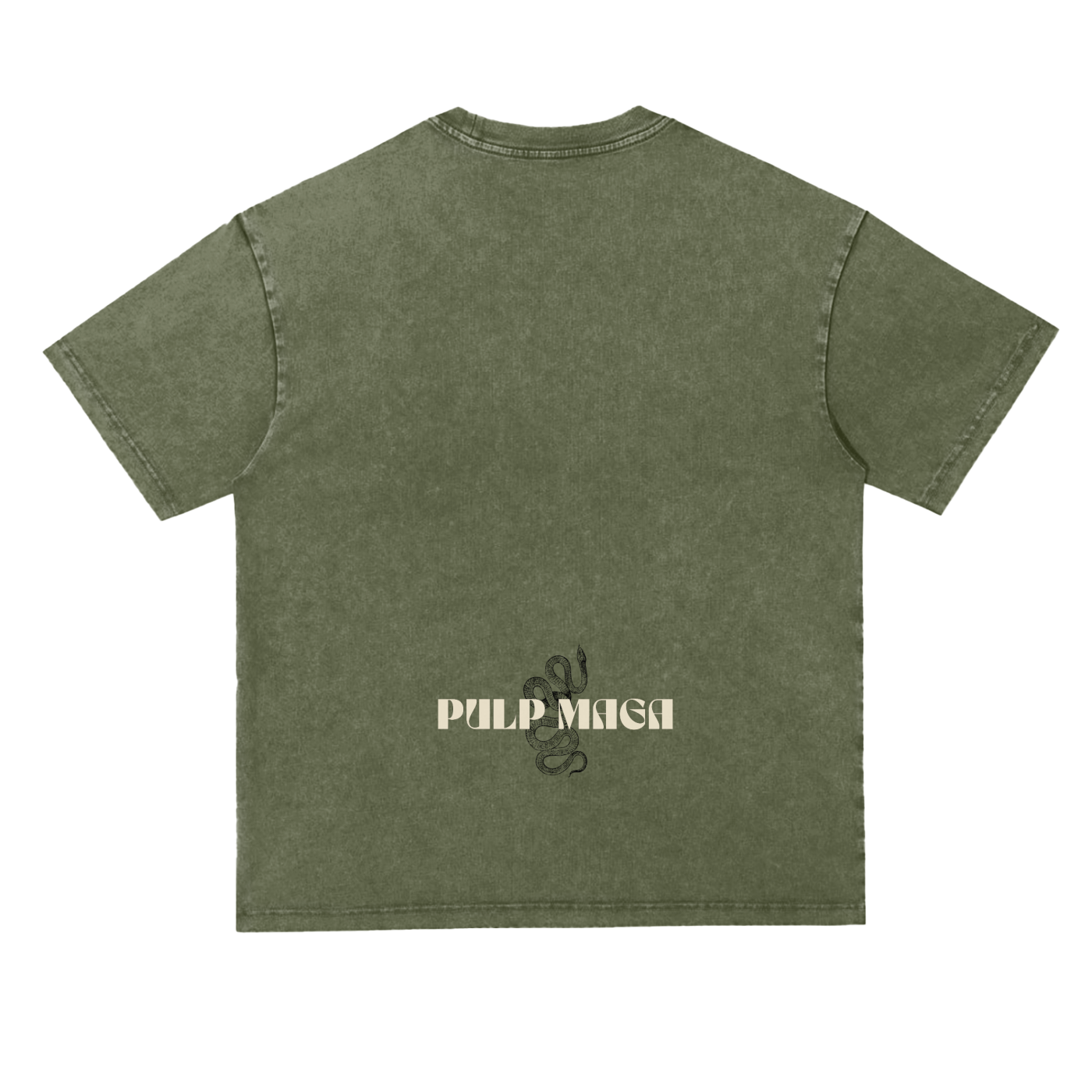anti-globalist essential tee in green acid wash – back view