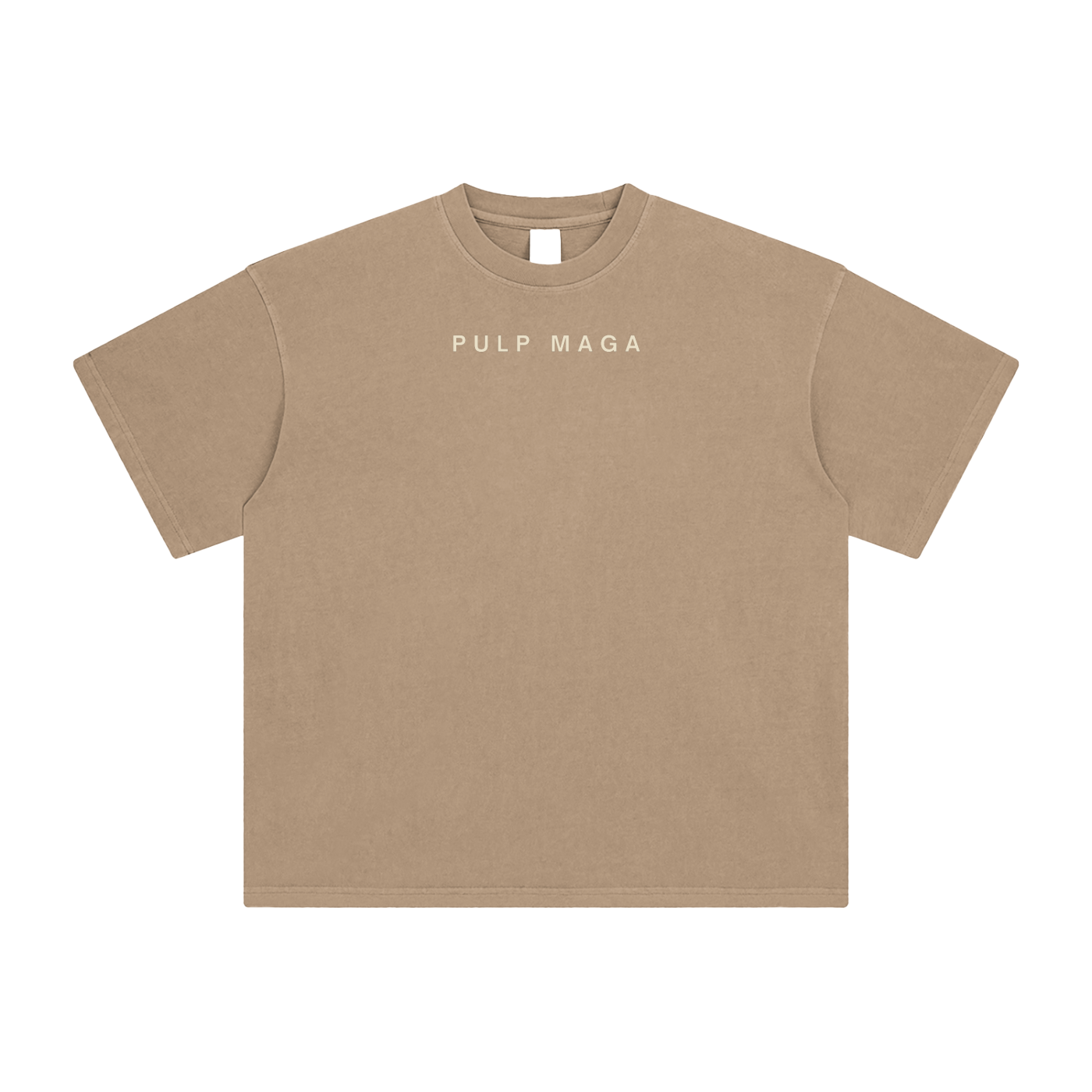 camel pulp mulga logo tee with cream text logo