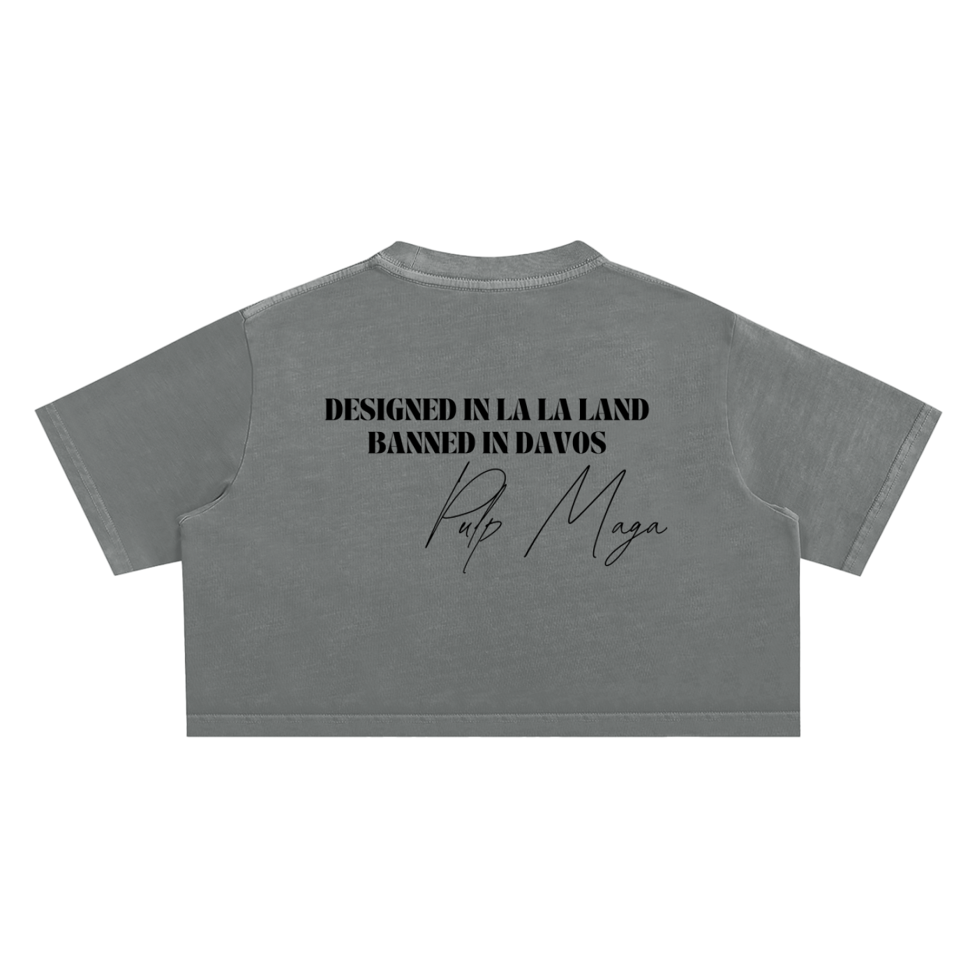 gray crop top with make america healthy again text