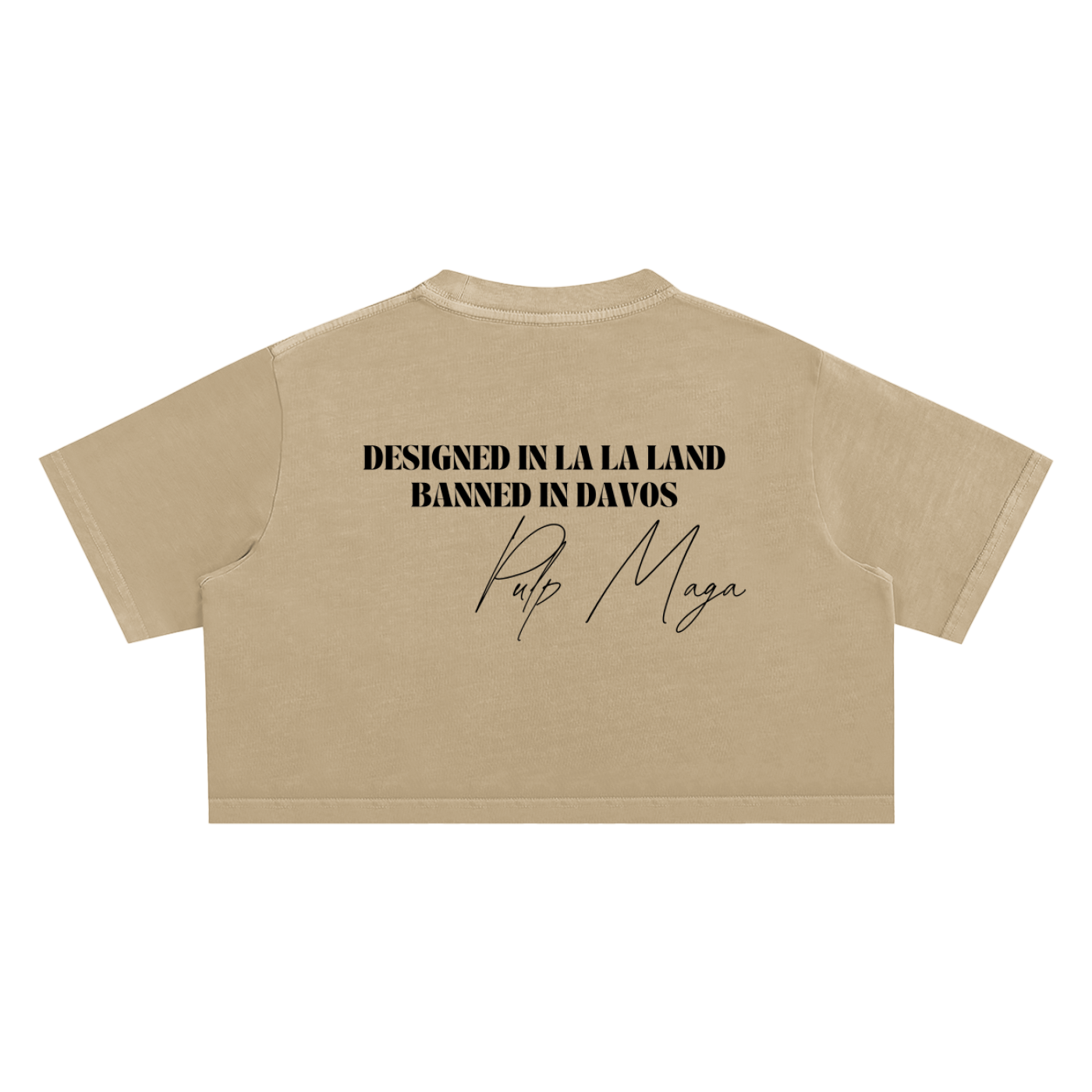 khaki women crop for mage and rfk with pulp maga logo