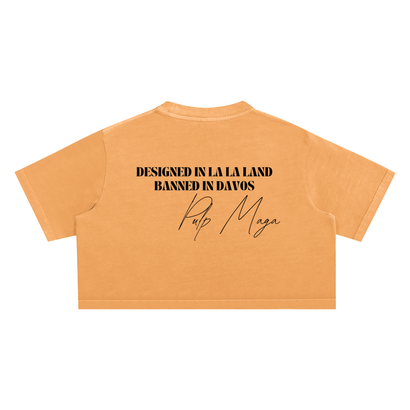 womens sexy orange political crop with make america healthy again message