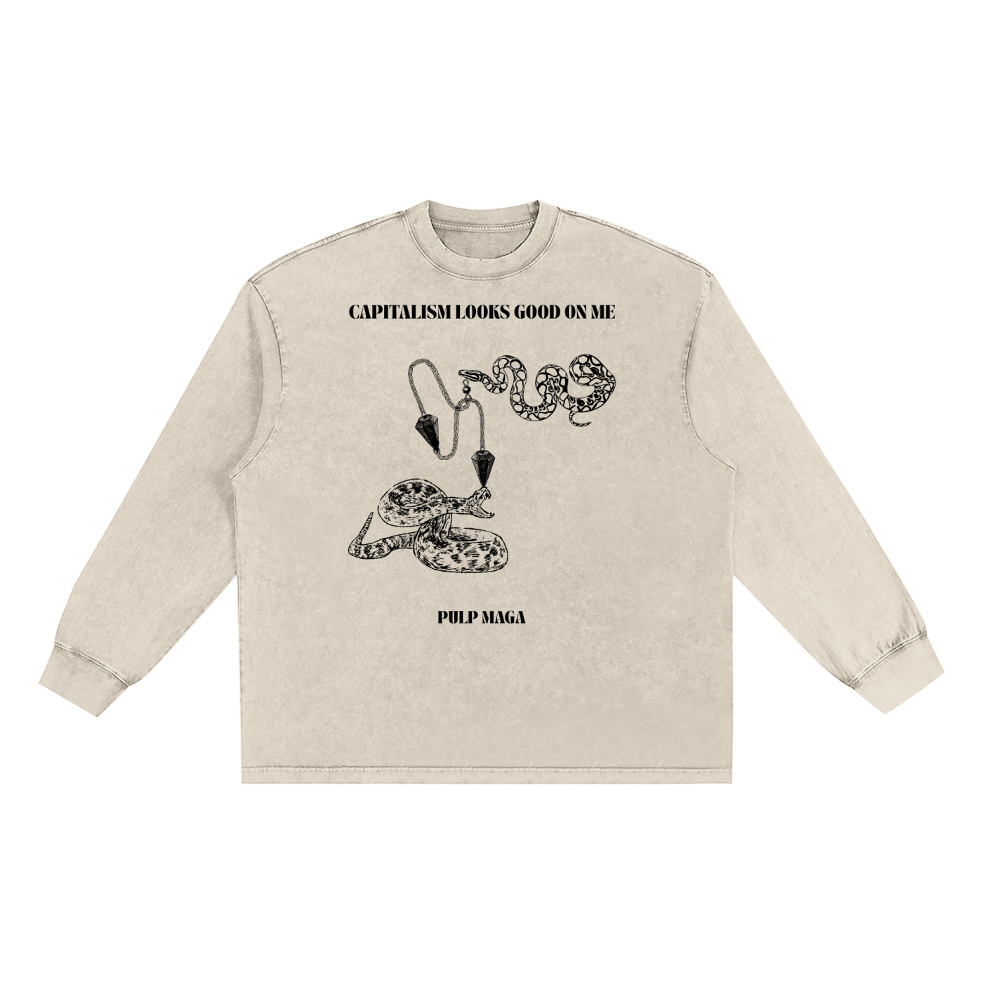 ironic political premium cotton t-shirt with custom graphic and capitalism looks good on me text