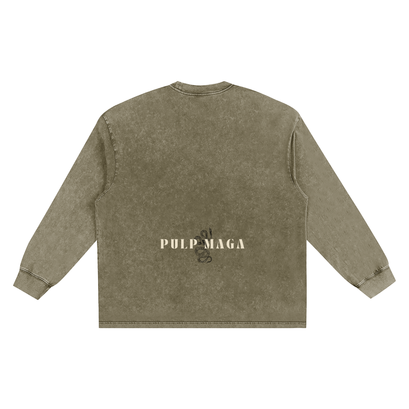 wolf of wall street long sleeve green t-shirt with pulp maga art logo