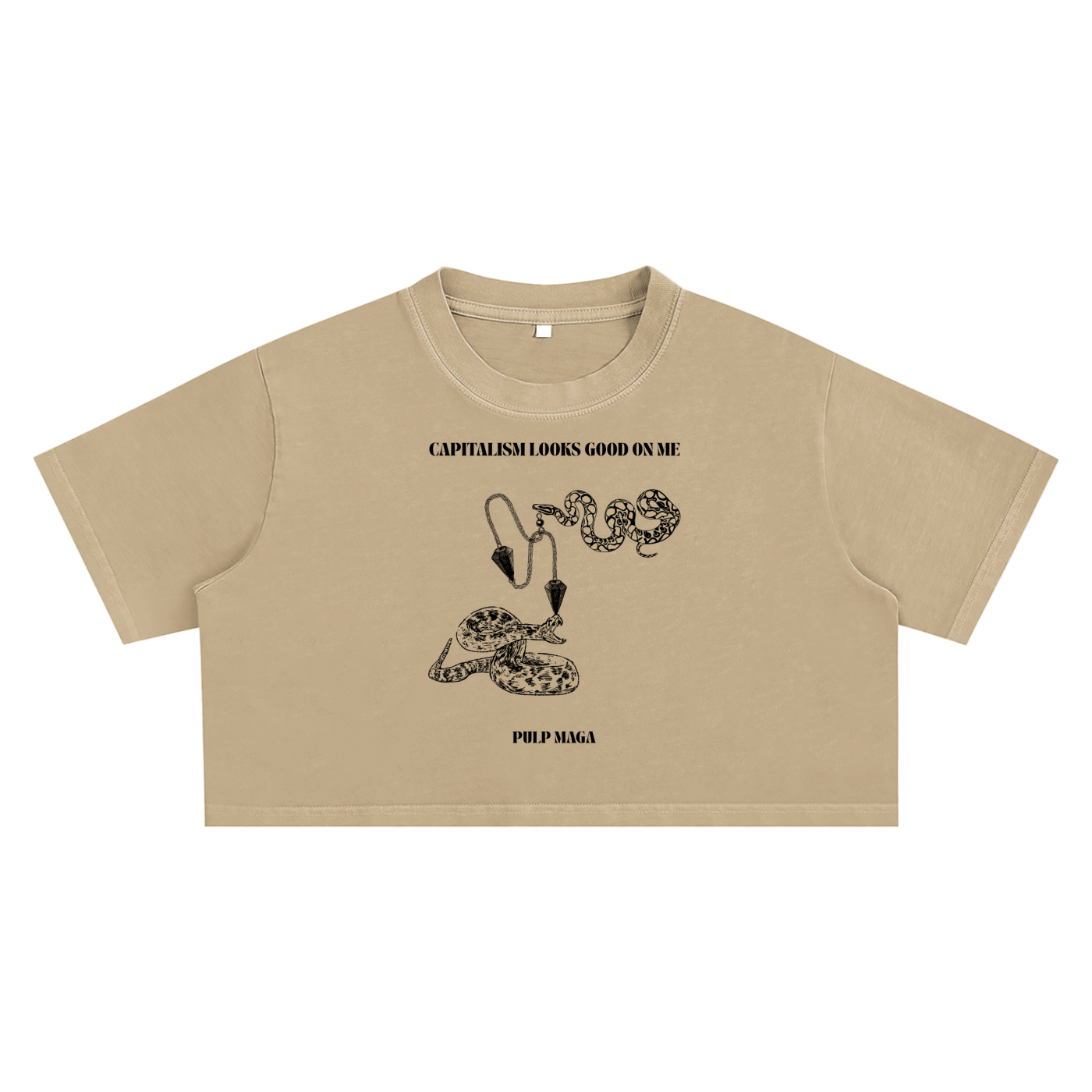 CAPITALISM LOOKS GOOD ON ME - Y2K BABY - khaki front