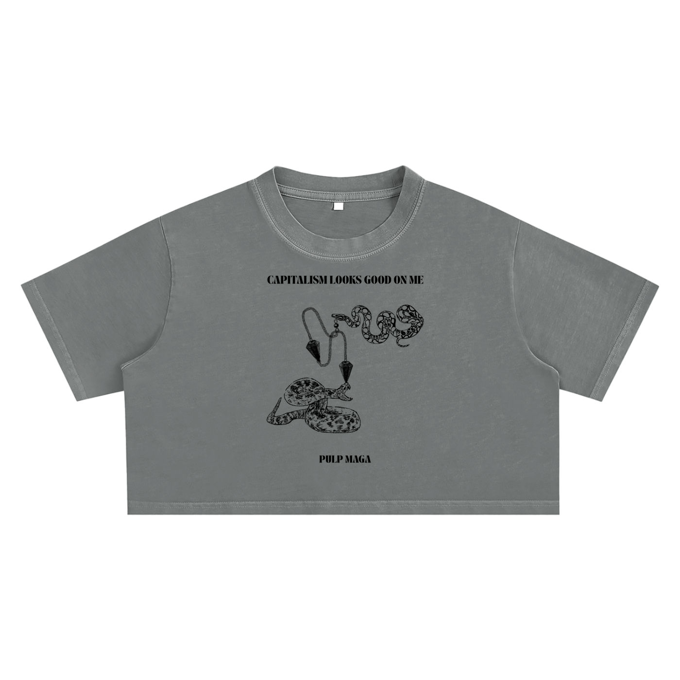 CAPITALISM LOOKS GOOD ON ME - Y2K BABY - medium gray front