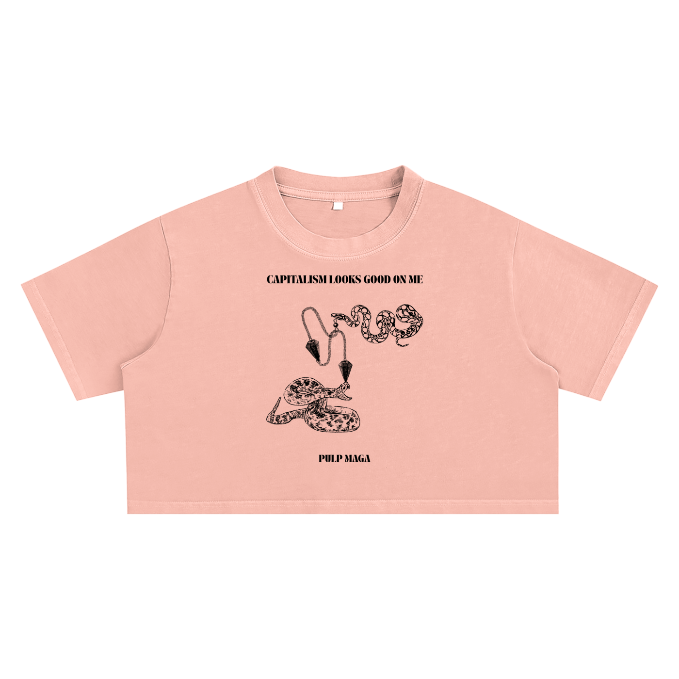 CAPITALISM LOOKS GOOD ON ME - Y2K BABY - shrimp skin pink
