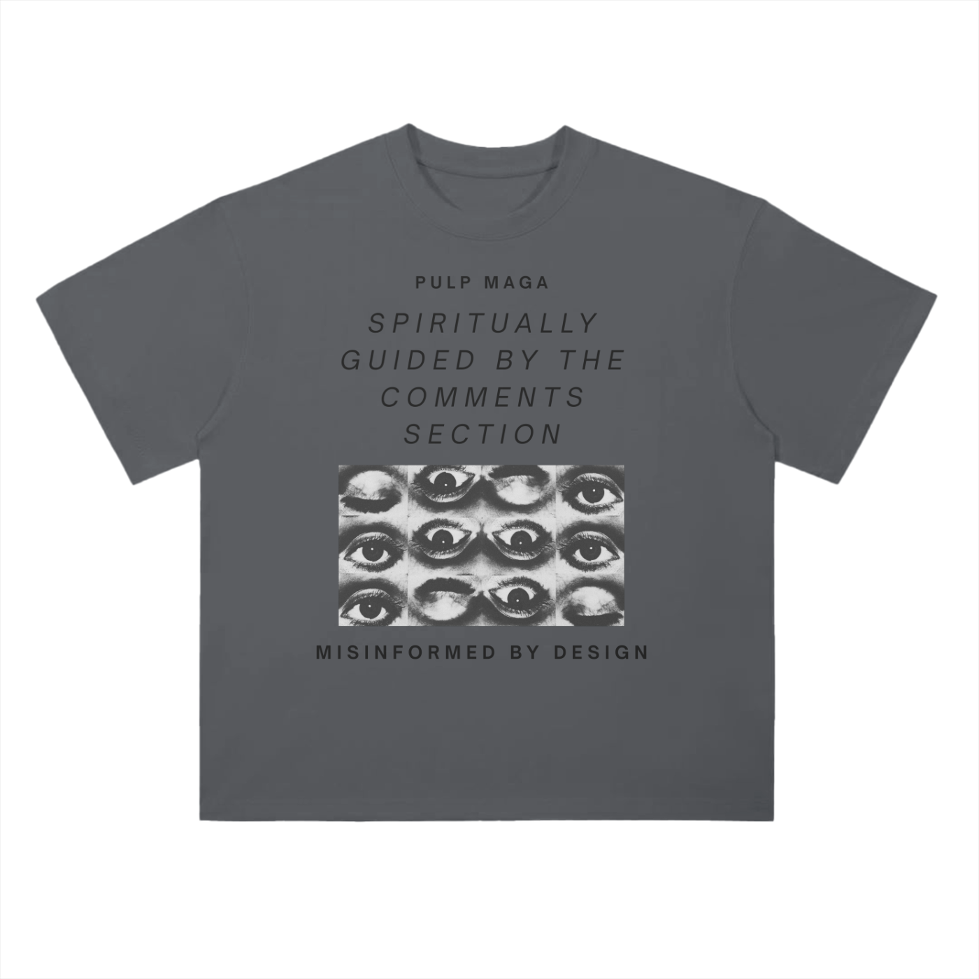 SPIRTUAL AWAKENING POLITICAL SHIRT WITH SATIRE TECHNOLOGY FUTURE MESSAGE AND SURREAL GRAPHIC PRINT