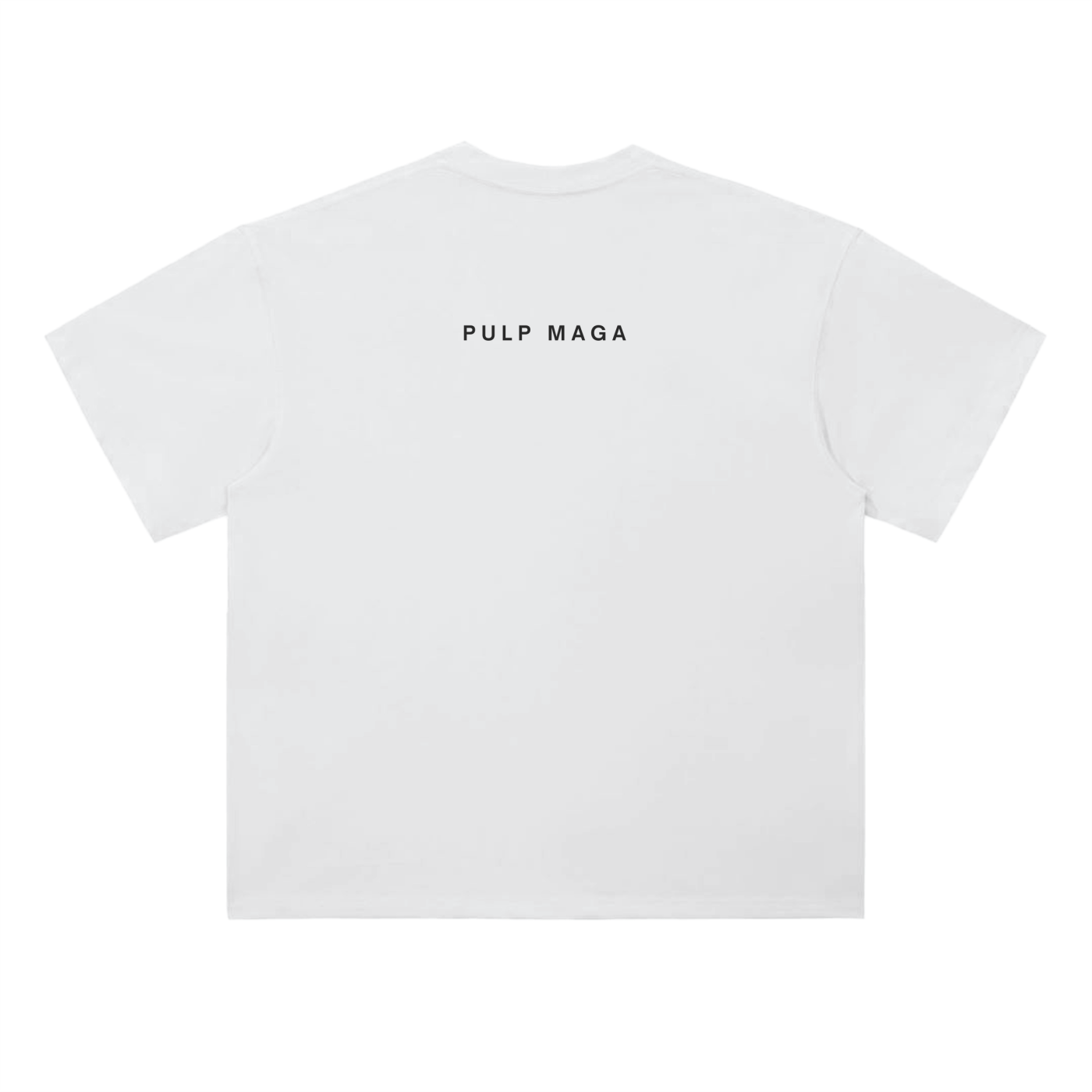 PREMIUM STREETWEAR DESIGNER T-SHIRT IN OVERSIZED FIT WITH QUIET LUXURY 'PULP MAGA' TEXT IN BLACK