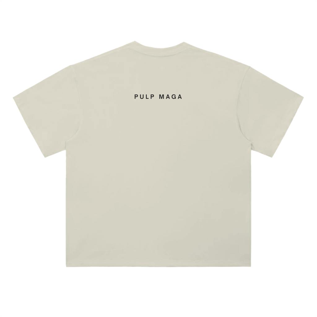 QUIET LUXURY REPUBLICAN EARTH TONE BEIGE T-SHIRT IN PREMIUM COTTON WITH SUBTLE 'PULP MAGA' TEXT