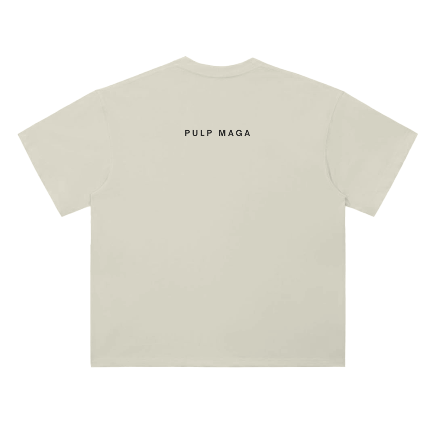 QUIET LUXURY REPUBLICAN EARTH TONE BEIGE T-SHIRT IN PREMIUM COTTON WITH SUBTLE 'PULP MAGA' TEXT