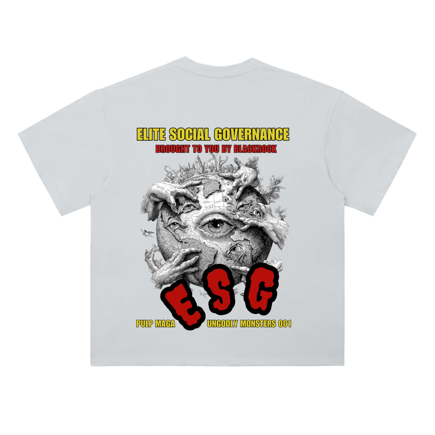 ESG t-shirt in light gray with Elite Social Governance graphic on bacK