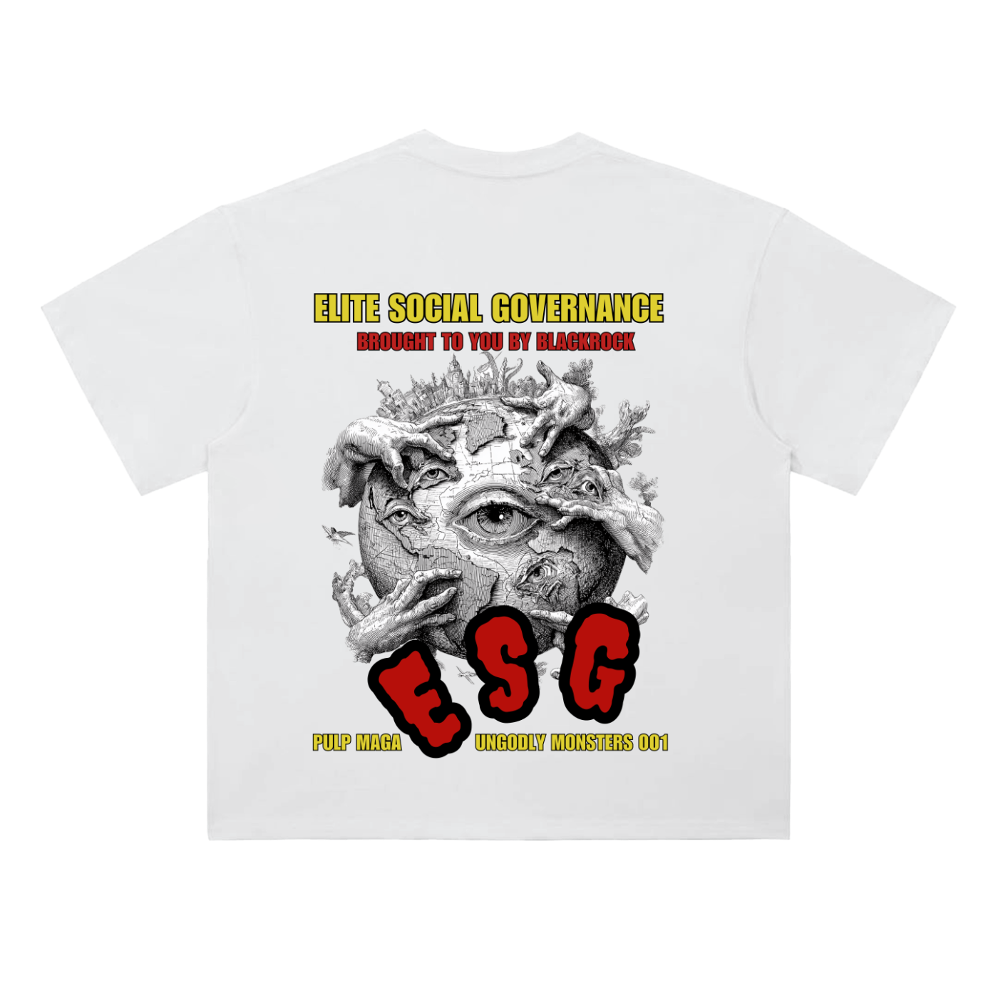 ESG t-shirt in lucent white with Elite Social Governance graphic on back