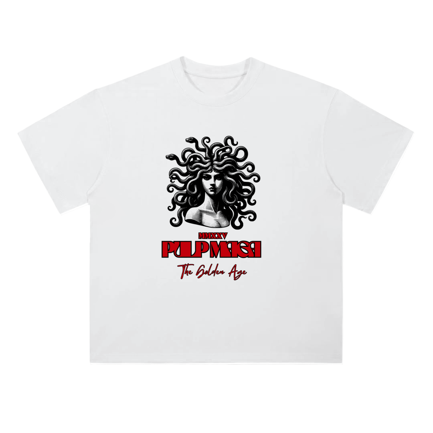 FAFO shirt front view in white with bold Nemesis graphic on heavyweight drop shoulder t-shirt