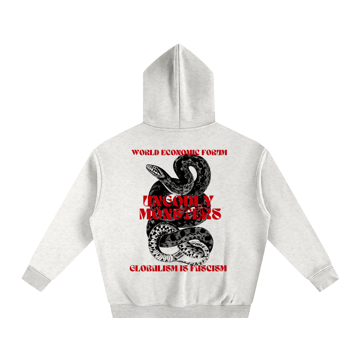 washed gray GLOBALISM IS FASCISM pulp noir graphic printed hoodie by pulp maga