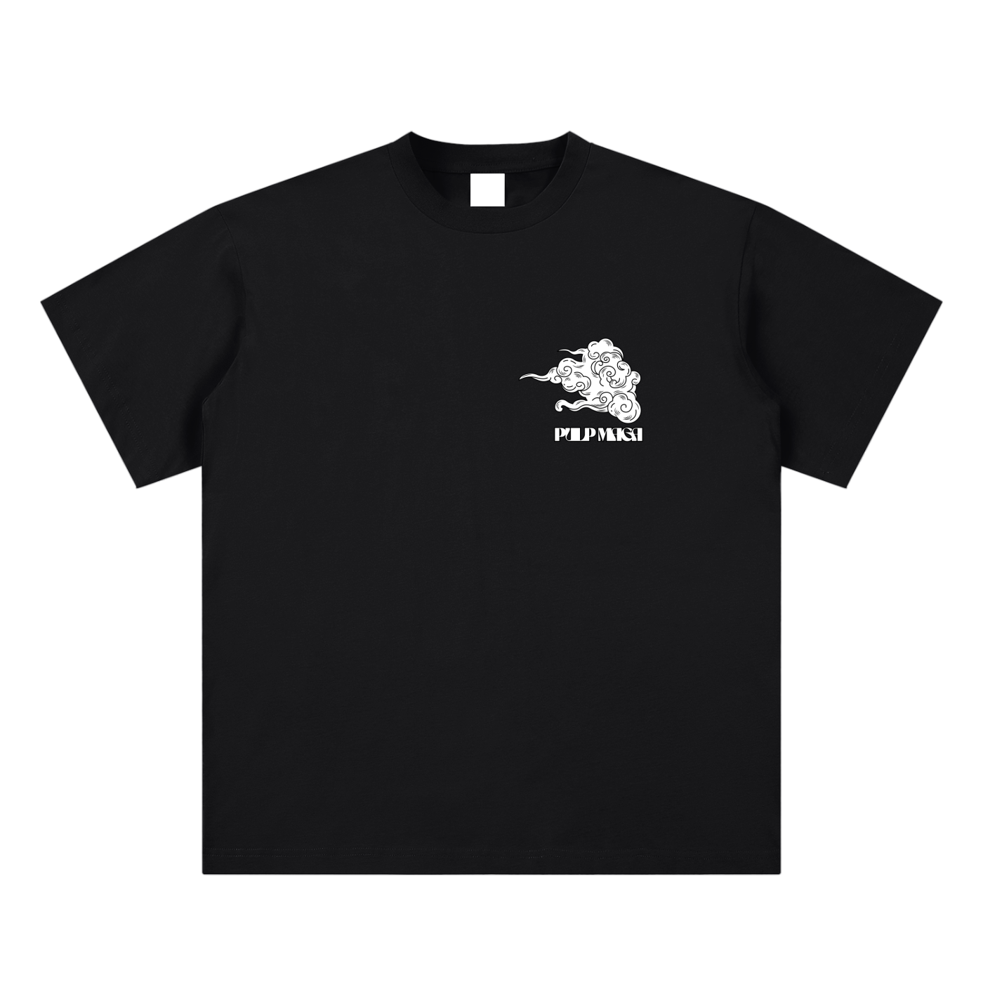 government waste t-shirt front view in black with maga Katalyst Cloud graphic on sueded cotton tee
