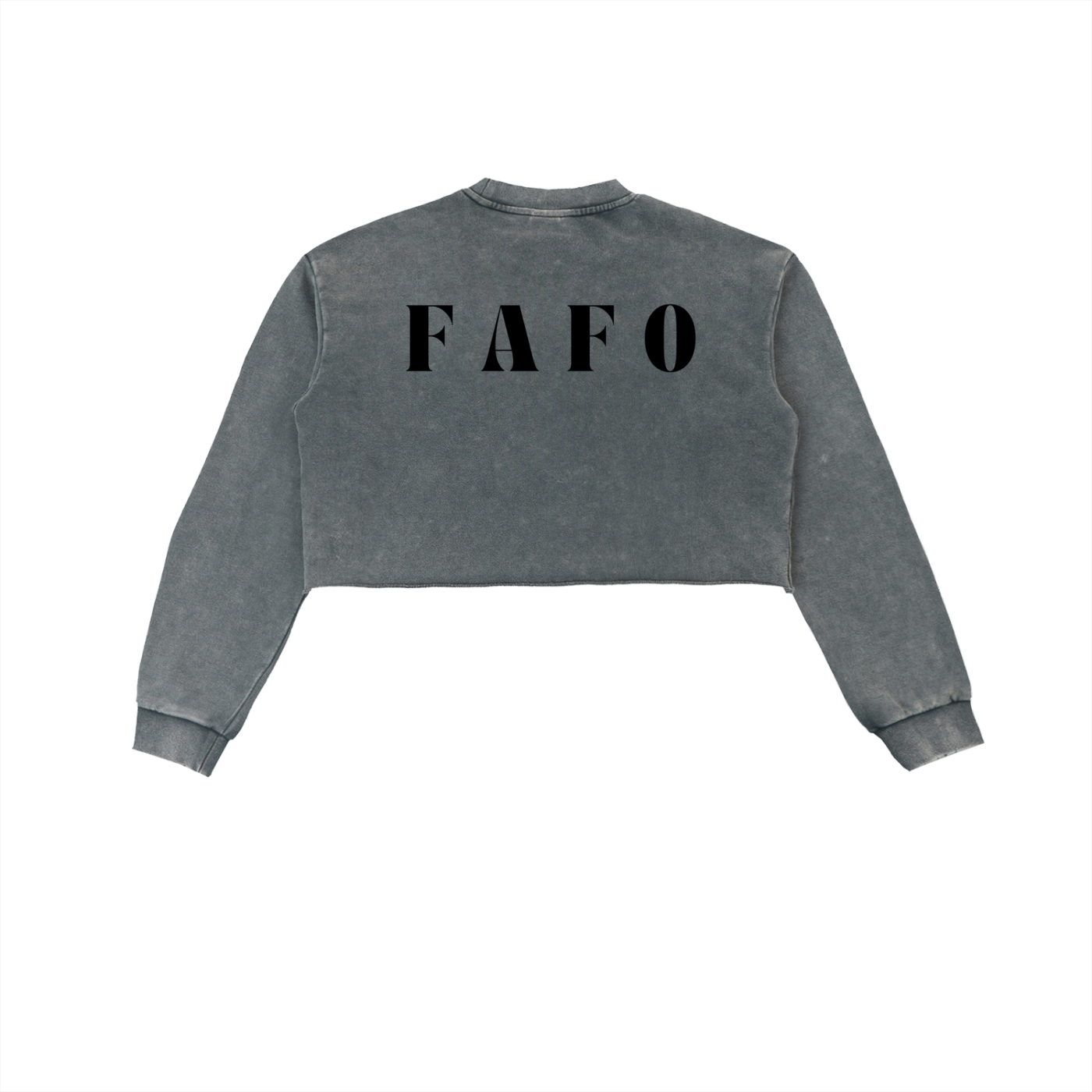 WOMENS CROPPED SWEATSHIRT WITH REPUBLICAN FAFO MESSAGING IN BLACK
