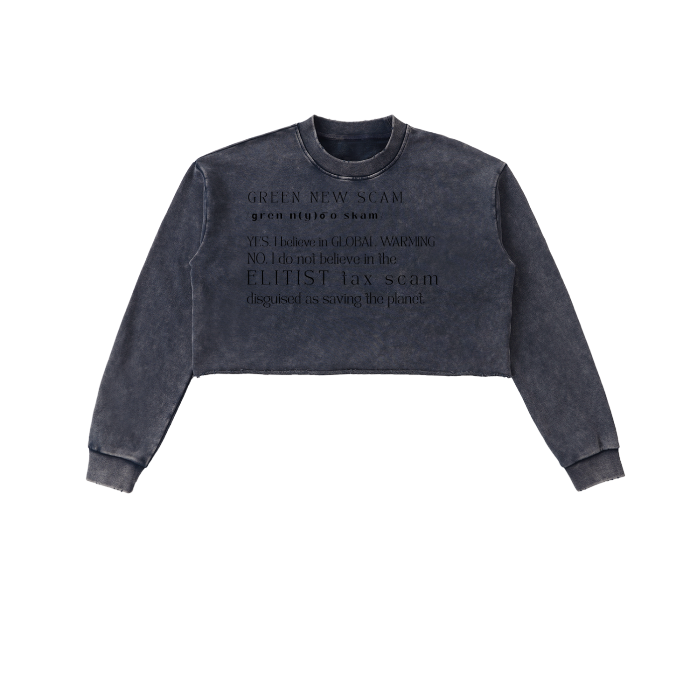 ELITIST TAX SCAM WOMENS RAW EDGE CROPPED SWEATSHIRT