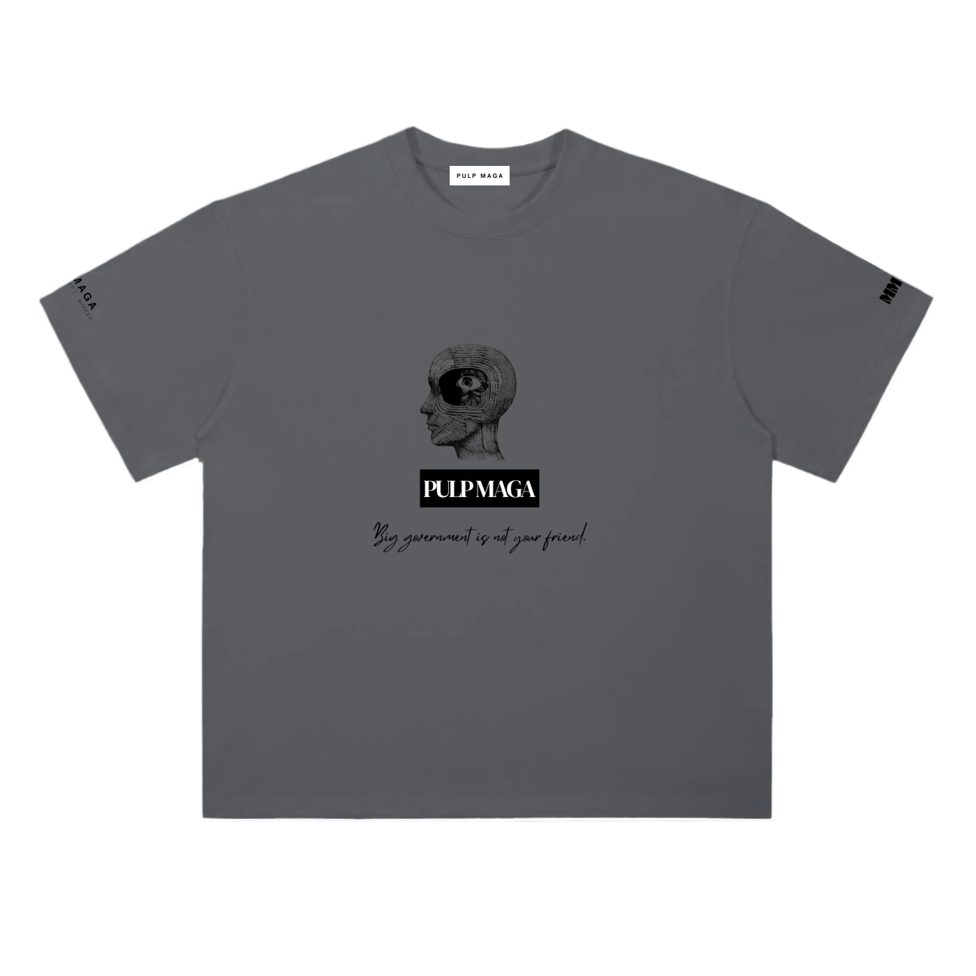 Limited government t-shirt in dark gray with minimalist front typography