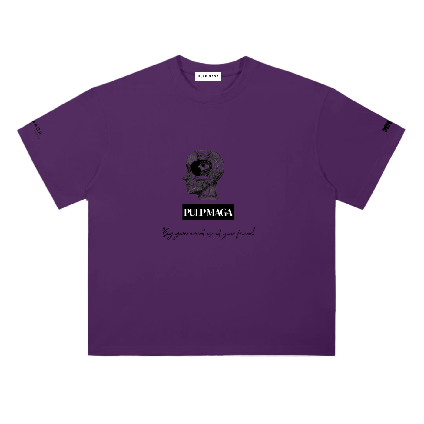 Limited government t-shirt in grape purple with minimalist front typography