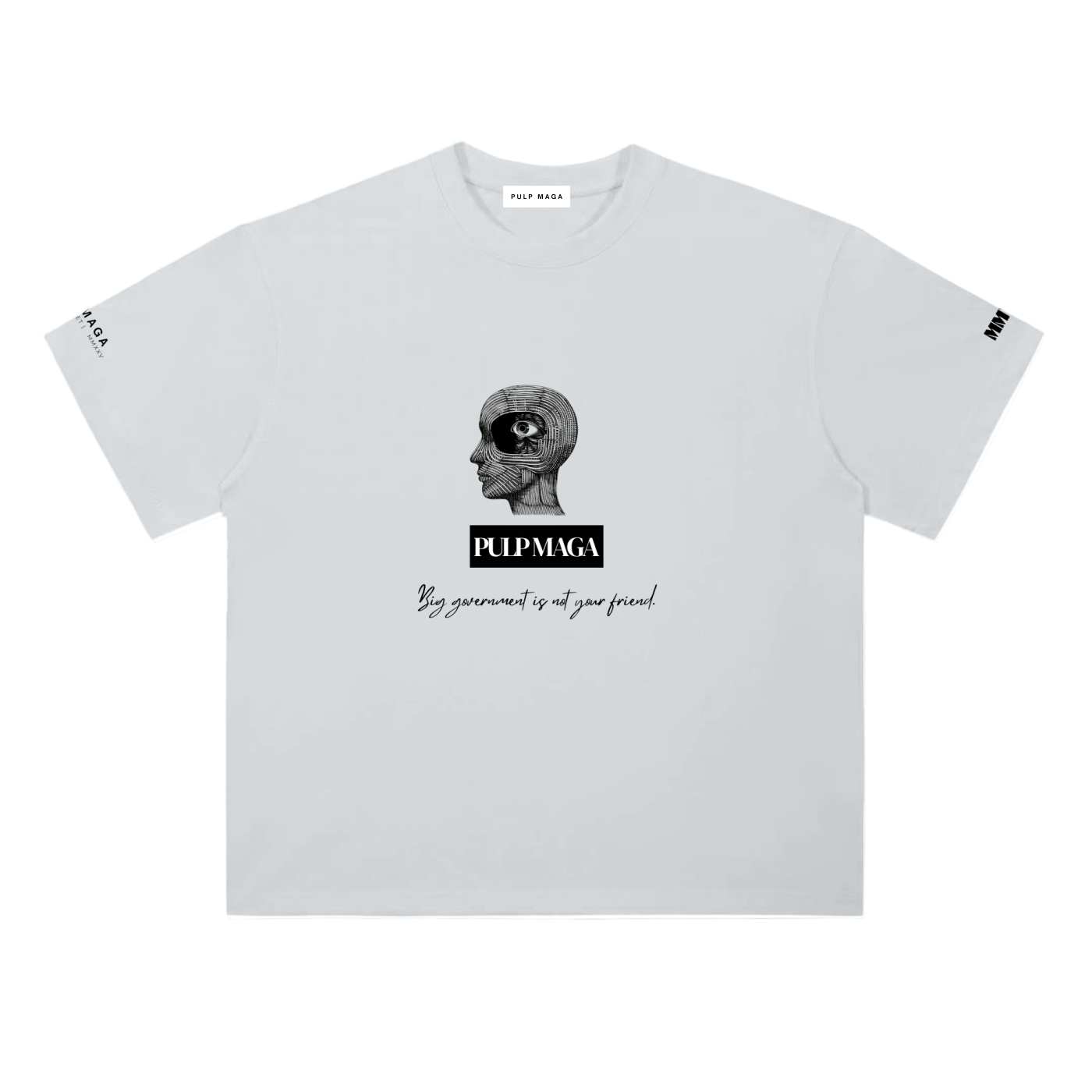 Limited government t-shirt in light gray with minimalist front typography