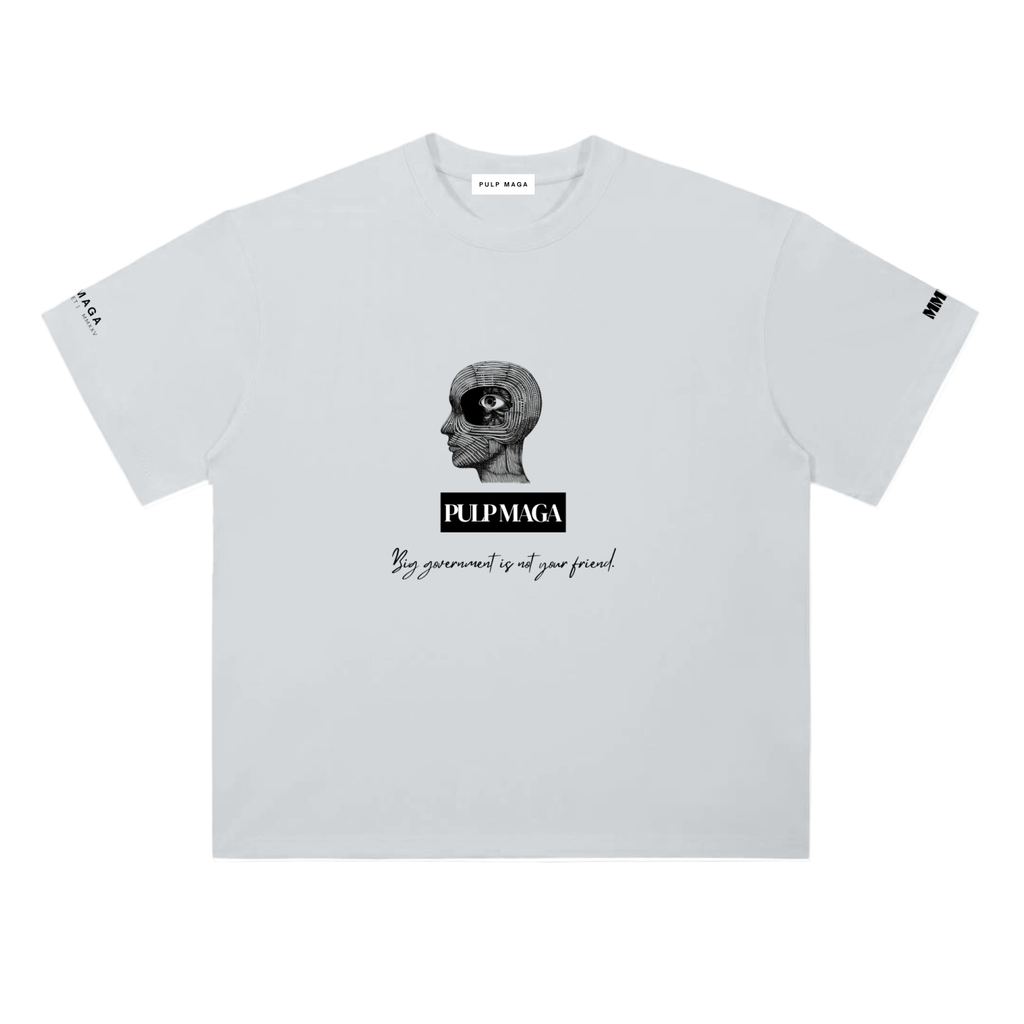 Limited government t-shirt in light gray with minimalist front typography