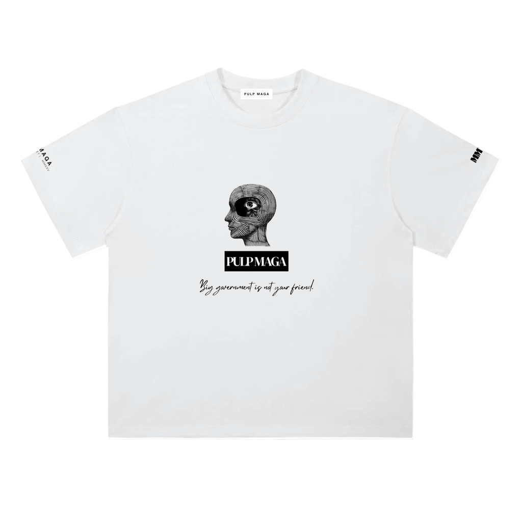 Limited government t-shirt in lucent white with minimalist front typography