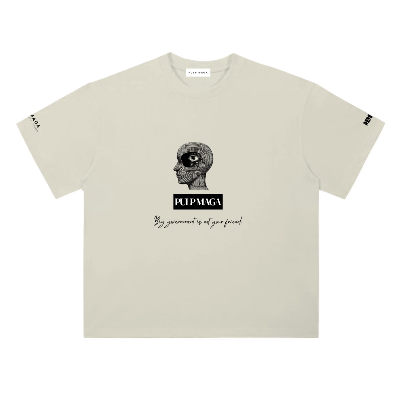 Limited government t-shirt in milk apricot with minimalist front typography