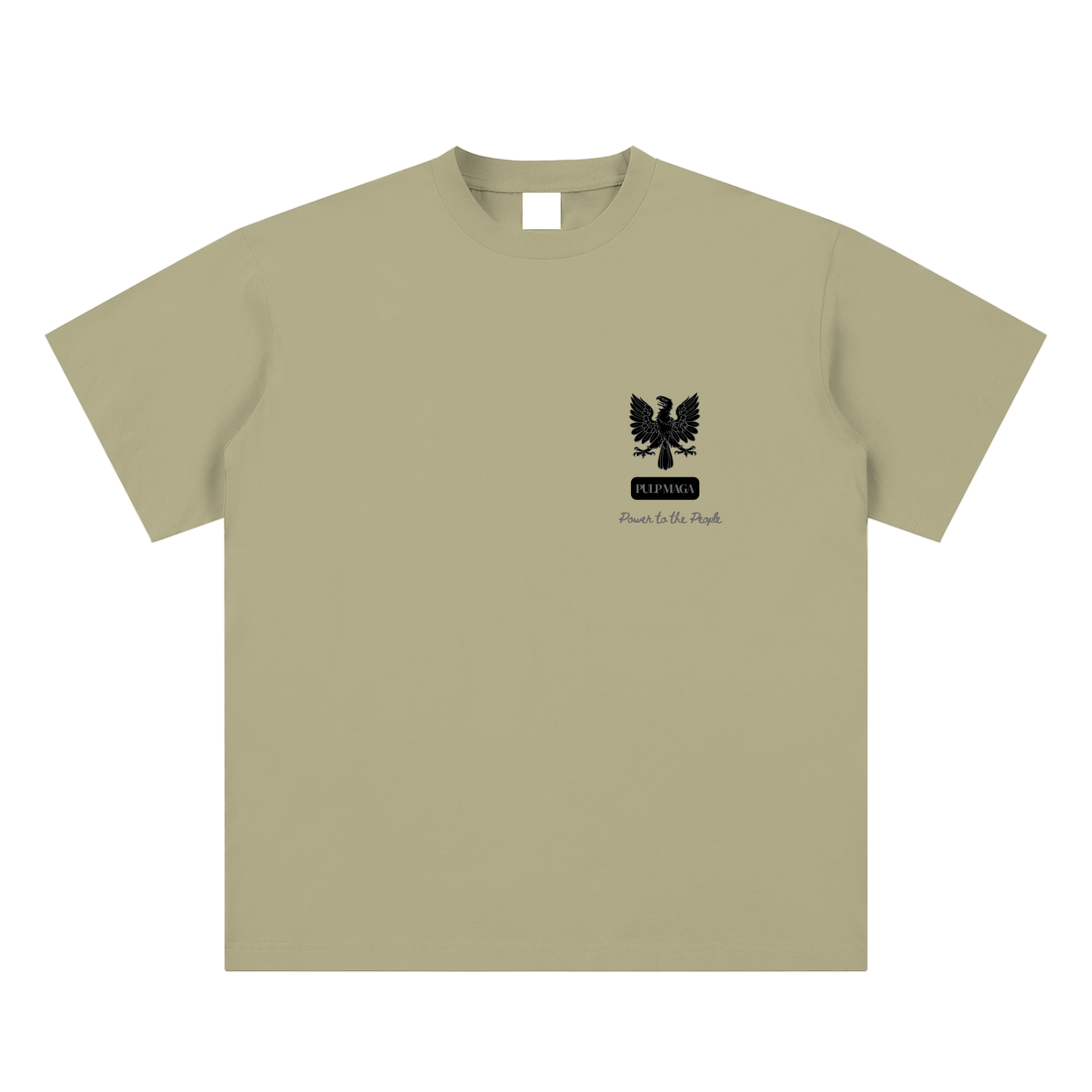 national sovereignty t-shirt front view in gray coffee featuring MAGA Opus Eagle emblem on sueded cotton tee