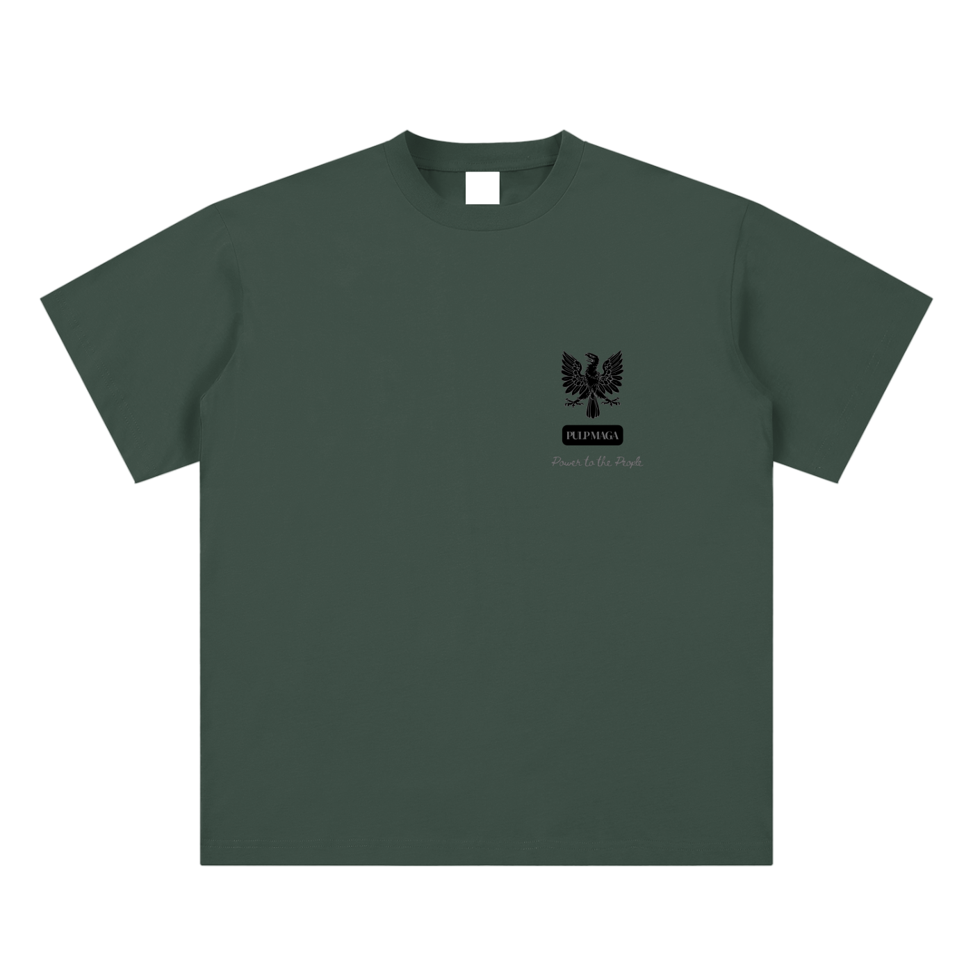 national sovereignty t-shirt front view in green featuring maga Opus Eagle emblem on sueded cotton tee